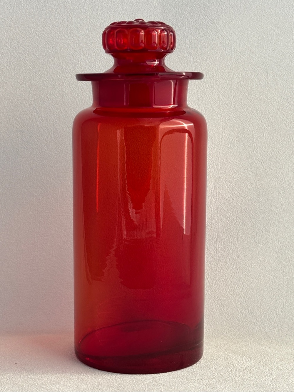 Vintage Amberina Red Japanese Takahashi Glass Apothecary Jar